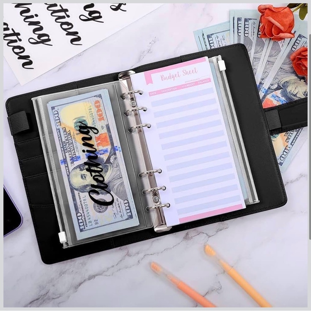 Black faux Leather Budgetting Planner